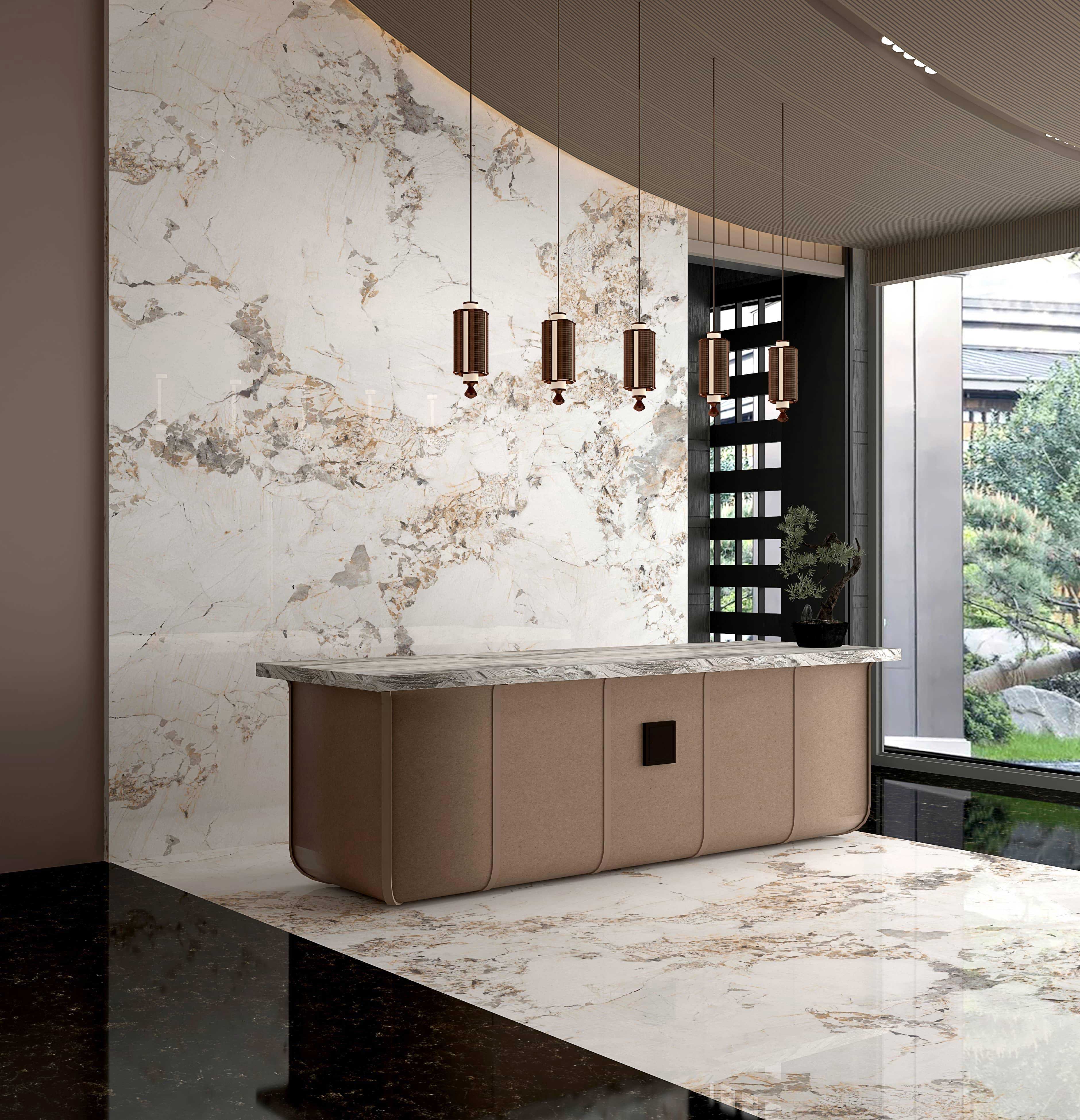 Elegant marble look tile surface